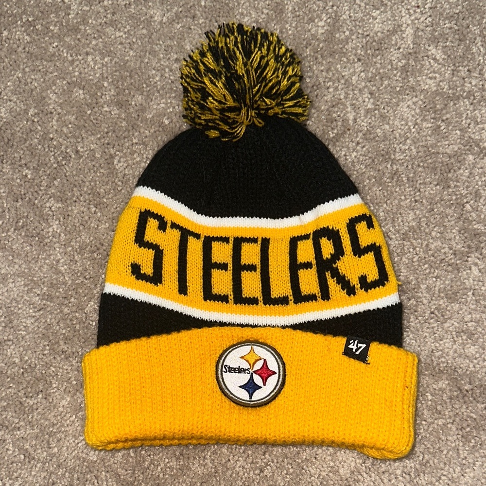47 Brand Steelers Pom Beanie - Black and Yellow
